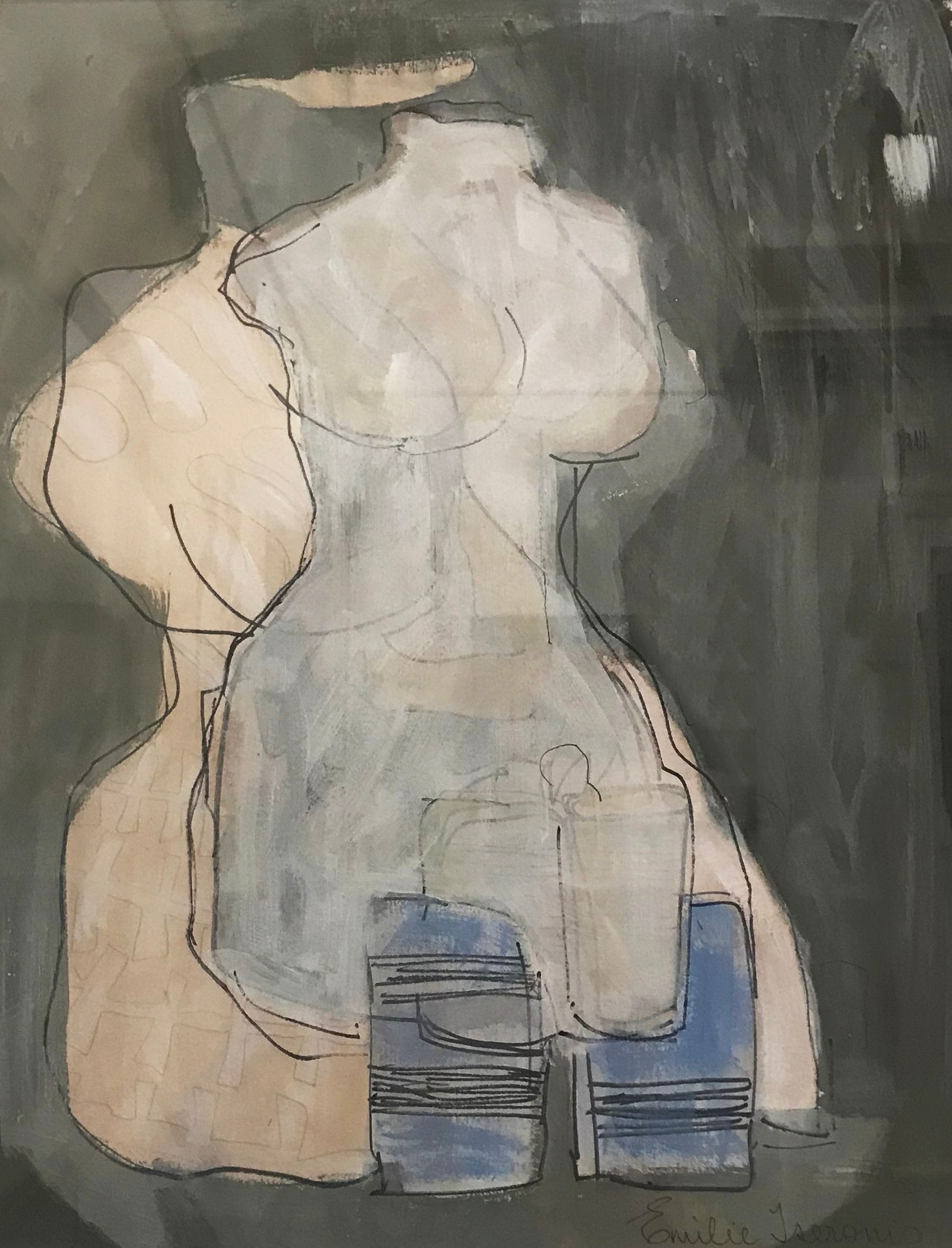 2D Highly Commended – Emilie Tseronis for her acrylic and charcoal painting “The Ages”  with additional description “Representations of female form from two dif